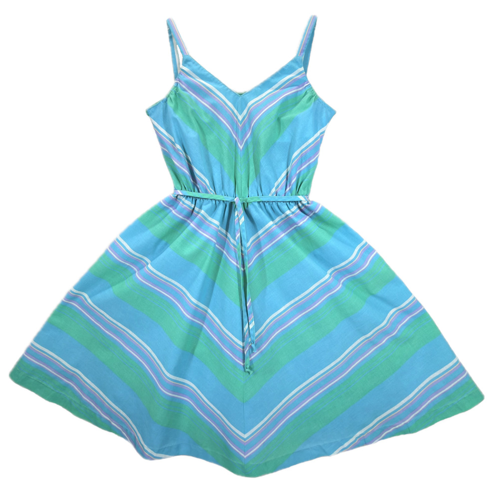Dash-About Striped Belted Sleeveless Cotton Dress Midi Multicolor Women Size 10 - Picture 5 of 14